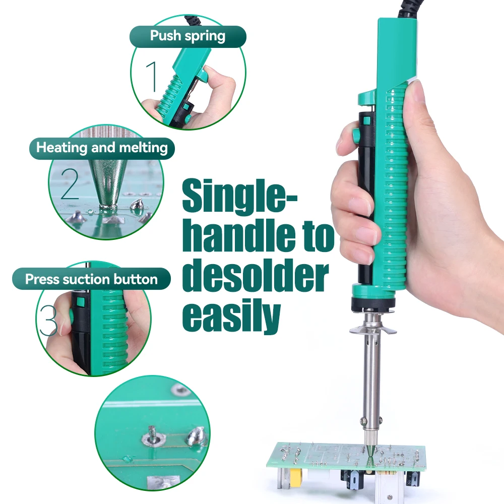 Desoldering Pump Electric Vacuum Station - YIHUA-929D-Vブリキの吸盤、電気歯科除去鉄溶接、ノズル付き歯科除去ポンプ、穴を介して追加
